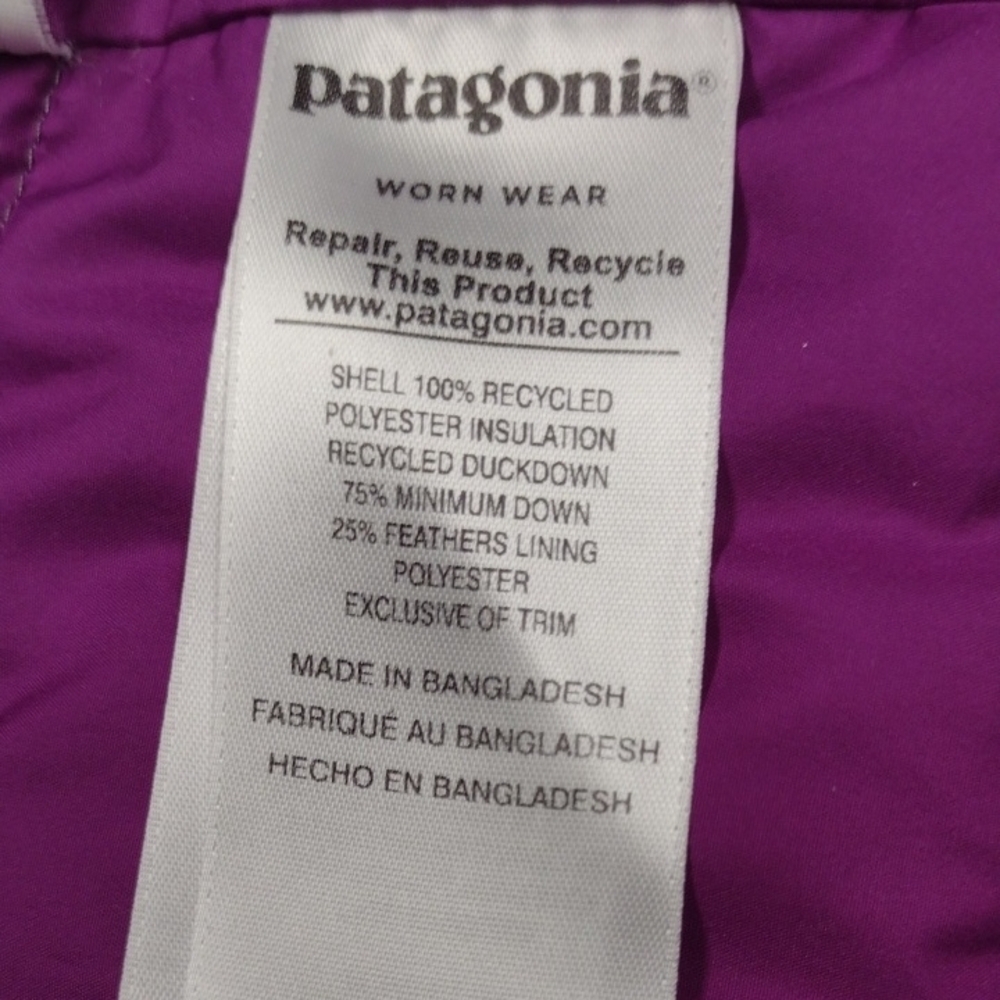 Patagonia Kids Girl Puffer Jacket - Light Gray with Purple Accents - Picture 12 of 15